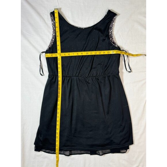 PINKY Size L Bodice Black Chiffon Sleeveless Mini Dress W/ Zipper - Picture 8 of 10
